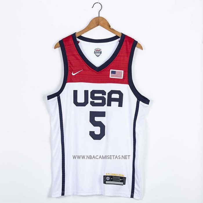 Camiseta USA 2021 Zach LaVine NO 5 Blanco